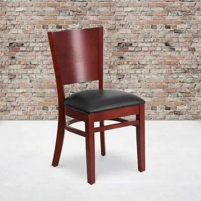 Lot de 2 chaises de restaurant en bois massif à dossier plein