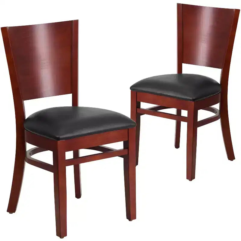 Lot de 2 chaises de restaurant en bois massif à dossier plein
