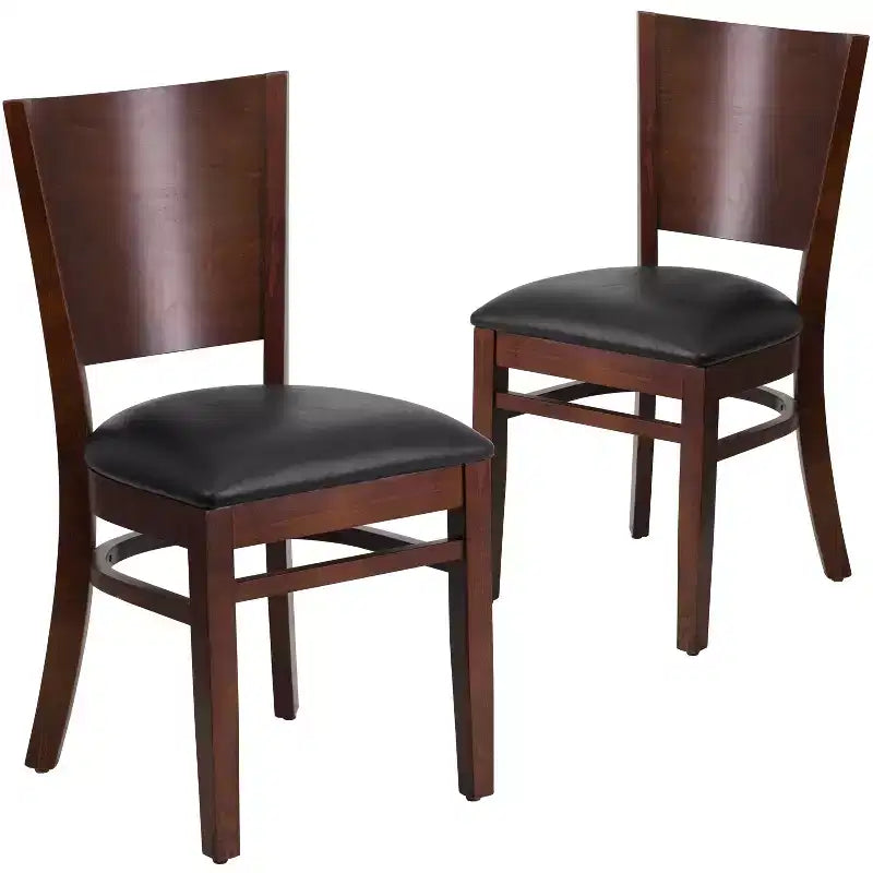 Lot de 2 chaises de restaurant en bois massif à dossier plein