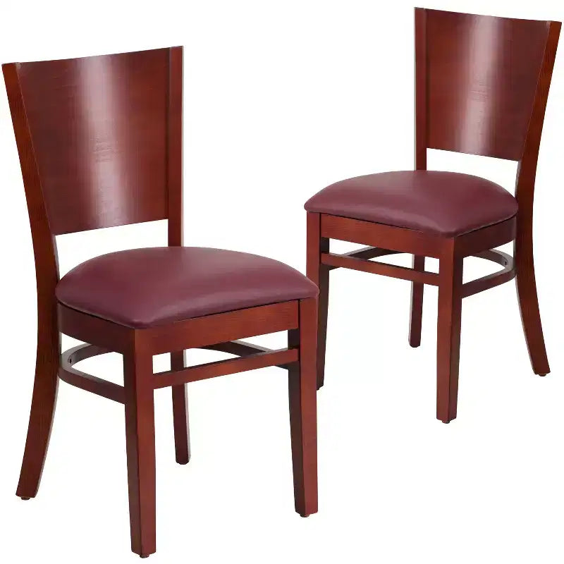 Lot de 2 chaises de restaurant en bois massif à dossier plein