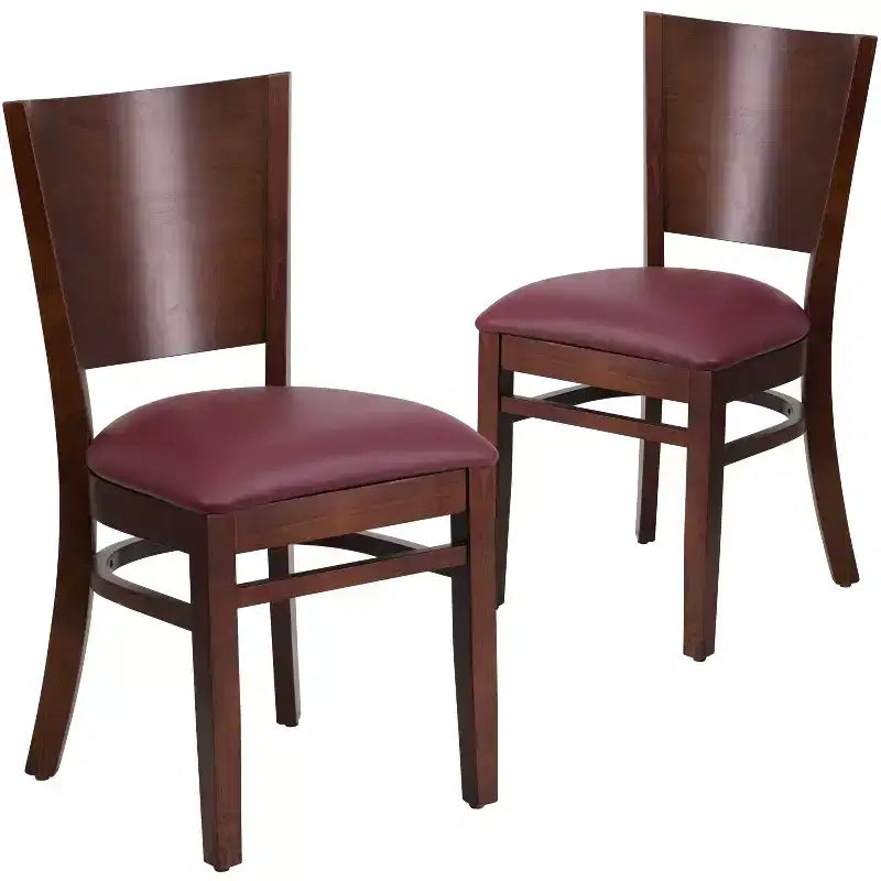 Lot de 2 chaises de restaurant en bois massif à dossier plein