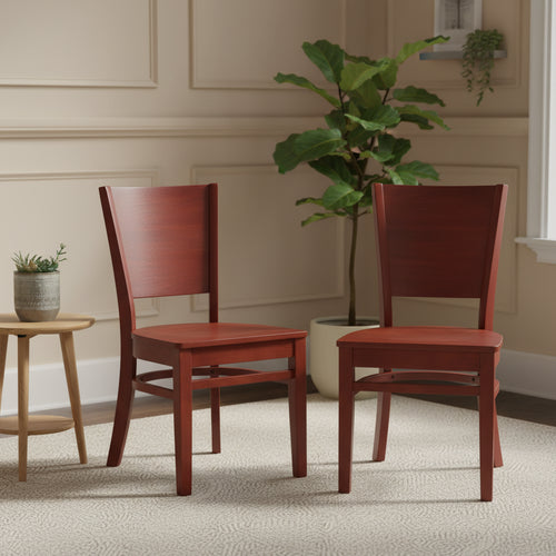Emma and Oliver 2 Pack Solid Back Wooden Restaurant Chair