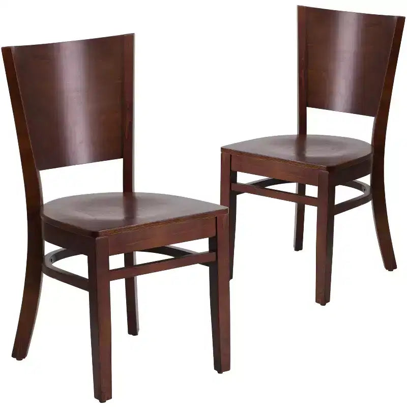 Lot de 2 chaises de restaurant en bois massif à dossier plein
