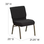 Chaise d'église empilable 21"L, lot de 4