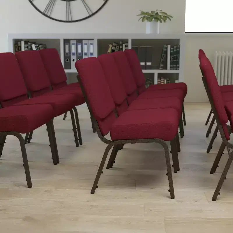 Chaise d'église empilable 21"L, lot de 4