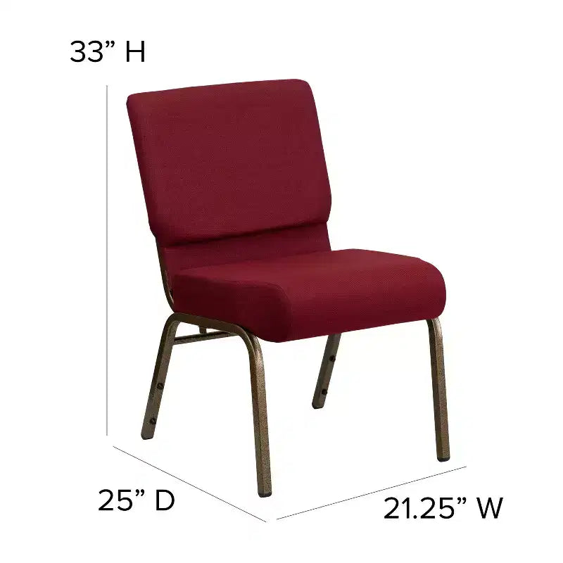 Chaise d'église empilable 21"L, lot de 4