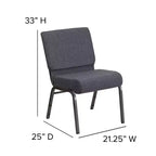 Chaise d'église empilable 21"L, lot de 4