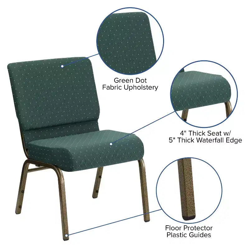 Chaise d'église empilable 21"L, lot de 4