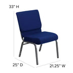 Chaise d'église empilable 21"L, lot de 4