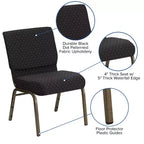 Chaise d'église empilable 21"L, lot de 4
