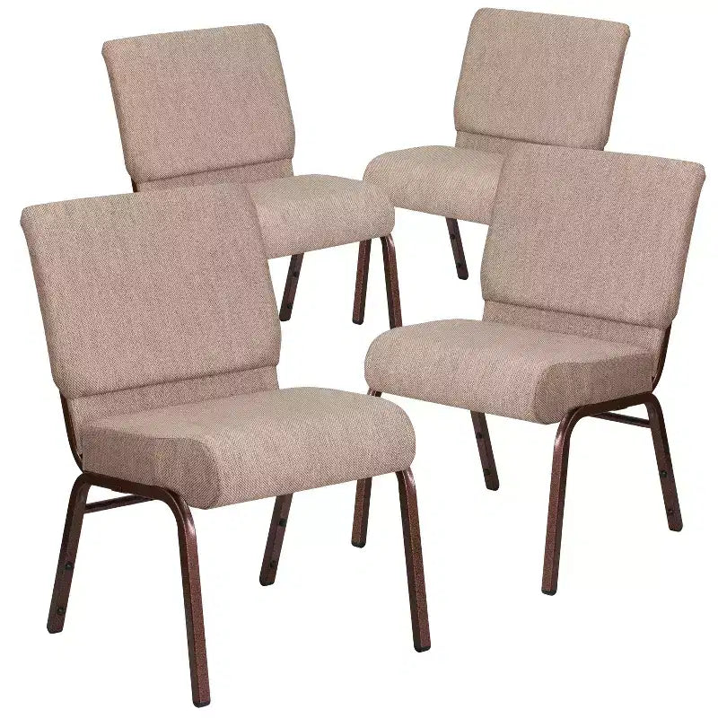 Chaise d'église empilable 21"L, lot de 4