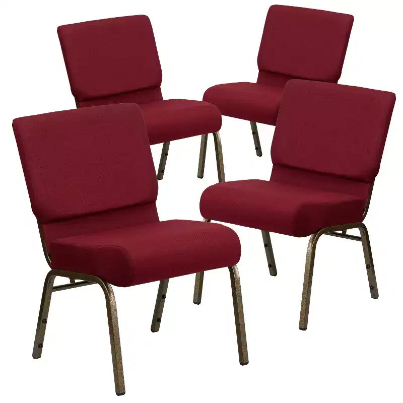Chaise d'église empilable 21"L, lot de 4