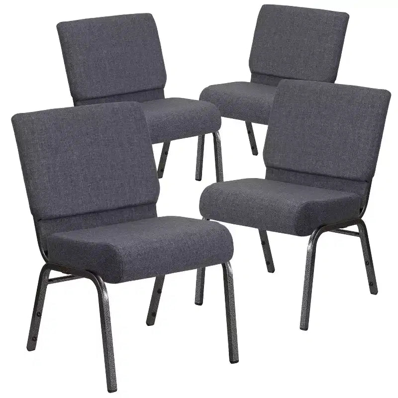 Chaise d'église empilable 21"L, lot de 4