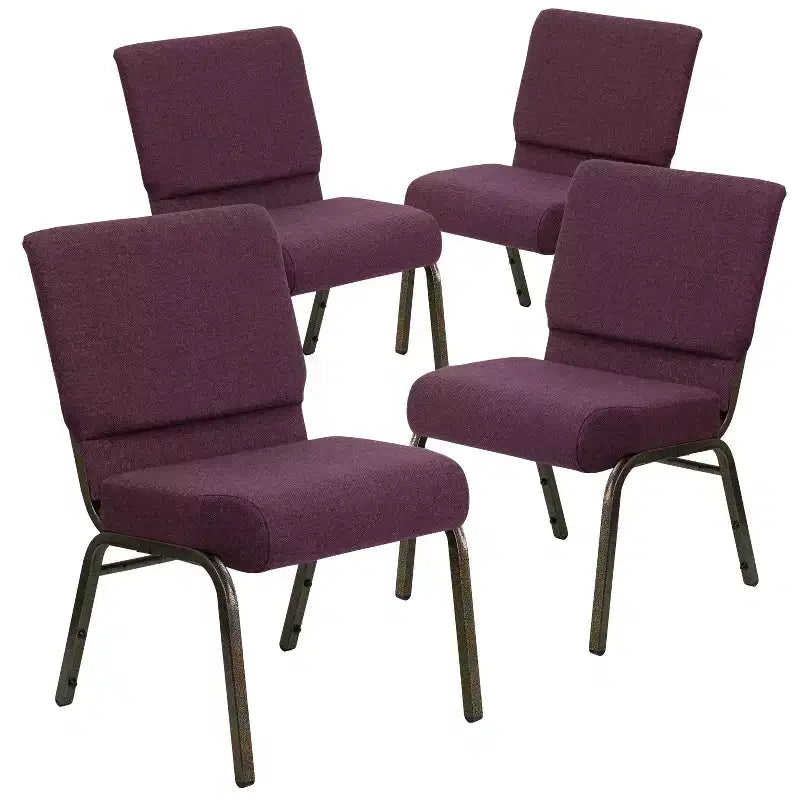 Chaise d'église empilable 21"L, lot de 4