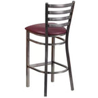 Lot de 2 tabourets de bar de restaurant en métal à dossier échelle avec revêtement transparent