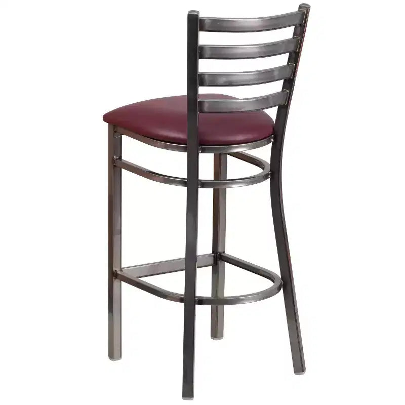 Lot de 2 tabourets de bar de restaurant en métal à dossier échelle avec revêtement transparent