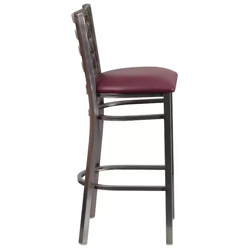 Lot de 2 tabourets de bar de restaurant en métal à dossier échelle avec revêtement transparent