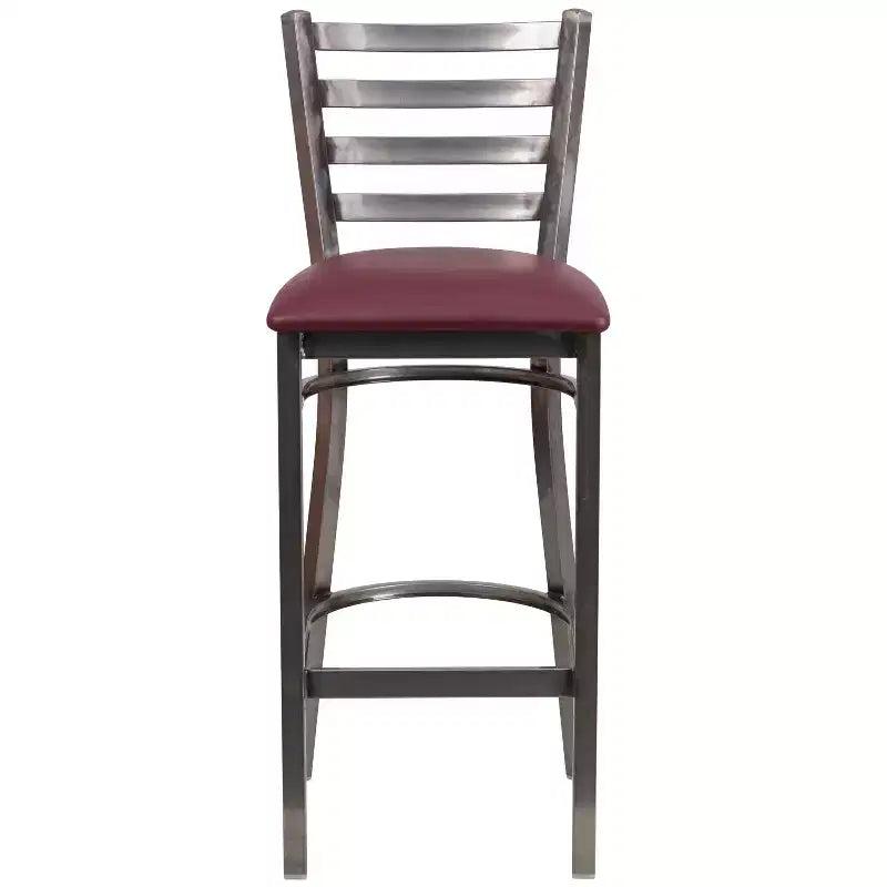 Lot de 2 tabourets de bar de restaurant en métal à dossier échelle avec revêtement transparent