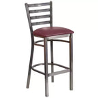 Lot de 2 tabourets de bar de restaurant en métal à dossier échelle avec revêtement transparent