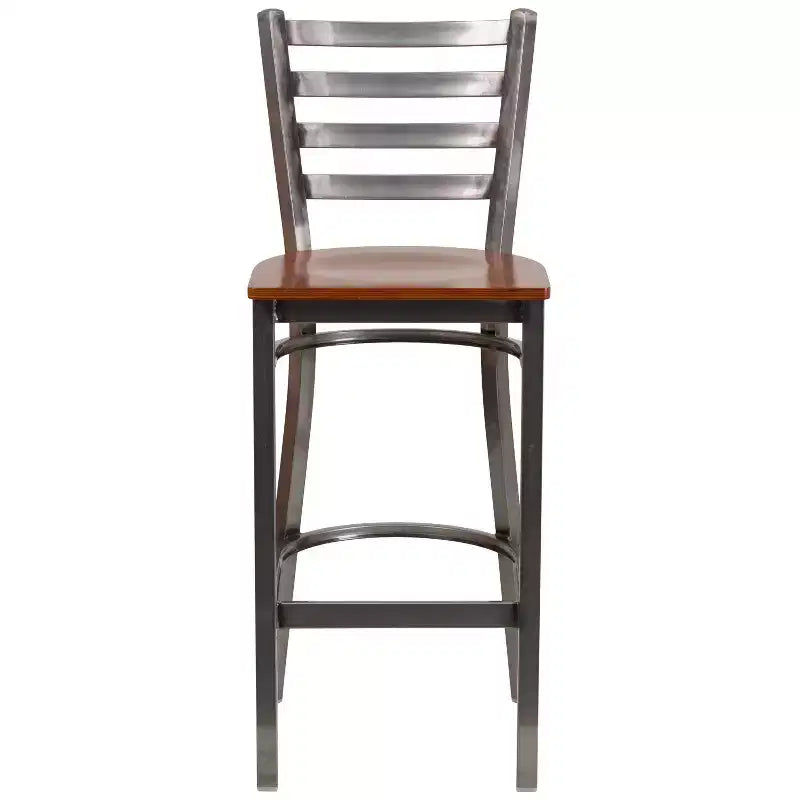 Lot de 2 tabourets de bar de restaurant en métal à dossier échelle avec revêtement transparent
