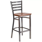 Lot de 2 tabourets de bar de restaurant en métal à dossier échelle avec revêtement transparent