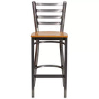 Lot de 2 tabourets de bar de restaurant en métal à dossier échelle avec revêtement transparent