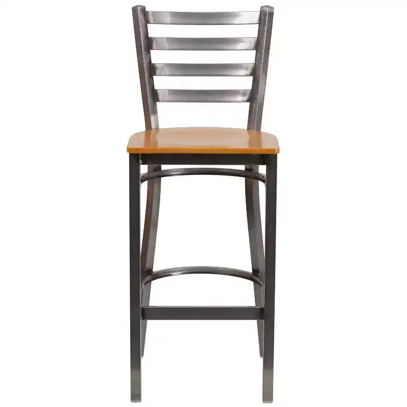 Lot de 2 tabourets de bar de restaurant en métal à dossier échelle avec revêtement transparent