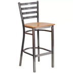 Lot de 2 tabourets de bar de restaurant en métal à dossier échelle avec revêtement transparent