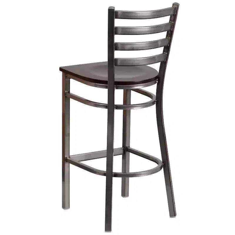 Lot de 2 tabourets de bar de restaurant en métal à dossier échelle avec revêtement transparent