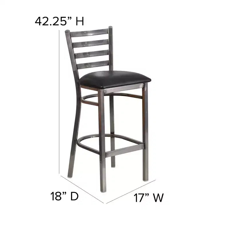 Lot de 2 tabourets de bar de restaurant en métal à dossier échelle avec revêtement transparent