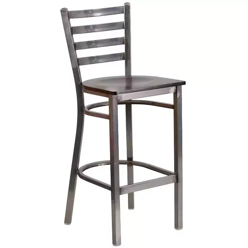 Lot de 2 tabourets de bar de restaurant en métal à dossier échelle avec revêtement transparent