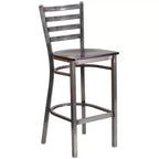 Lot de 2 tabourets de bar de restaurant en métal à dossier échelle avec revêtement transparent