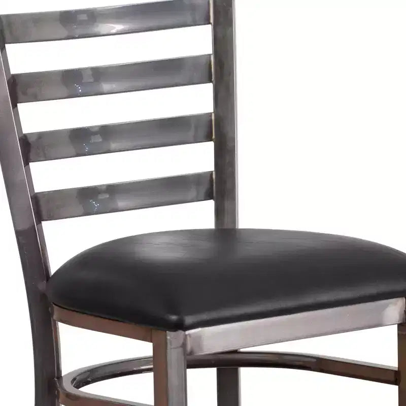 Lot de 2 tabourets de bar de restaurant en métal à dossier échelle avec revêtement transparent