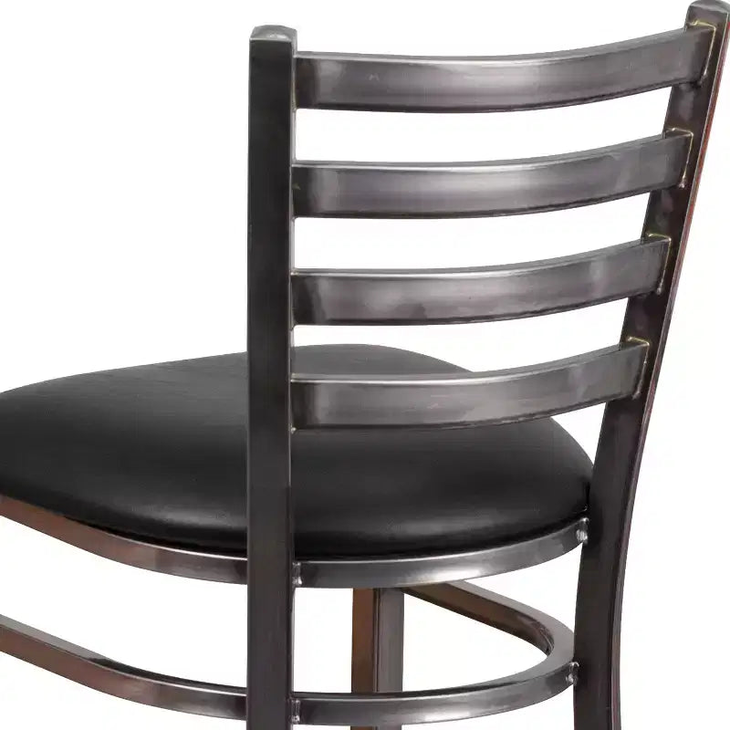 Lot de 2 tabourets de bar de restaurant en métal à dossier échelle avec revêtement transparent