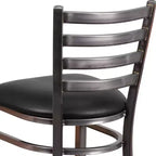 Lot de 2 tabourets de bar de restaurant en métal à dossier échelle avec revêtement transparent