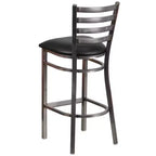 Lot de 2 tabourets de bar de restaurant en métal à dossier échelle avec revêtement transparent