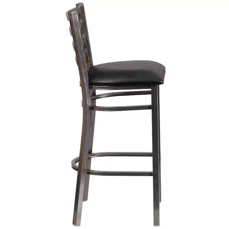 Lot de 2 tabourets de bar de restaurant en métal à dossier échelle avec revêtement transparent