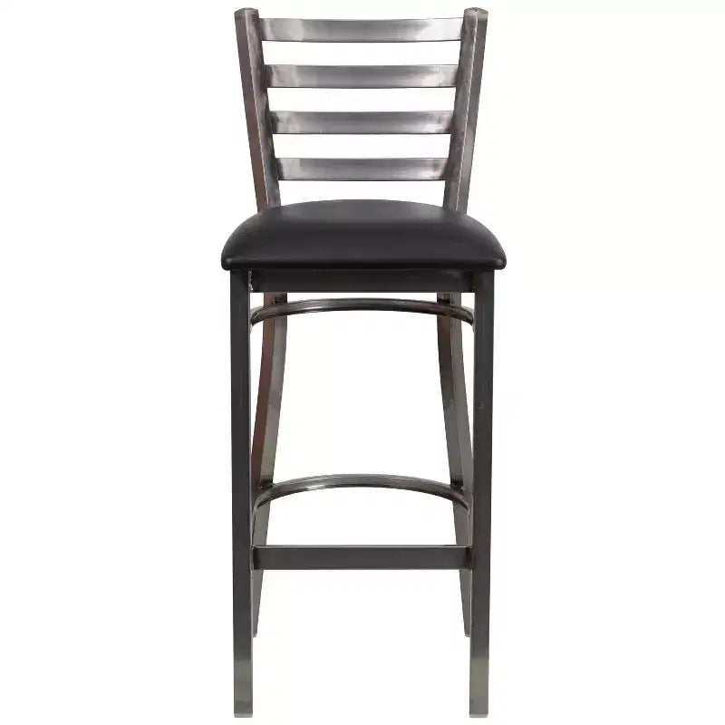 Lot de 2 tabourets de bar de restaurant en métal à dossier échelle avec revêtement transparent