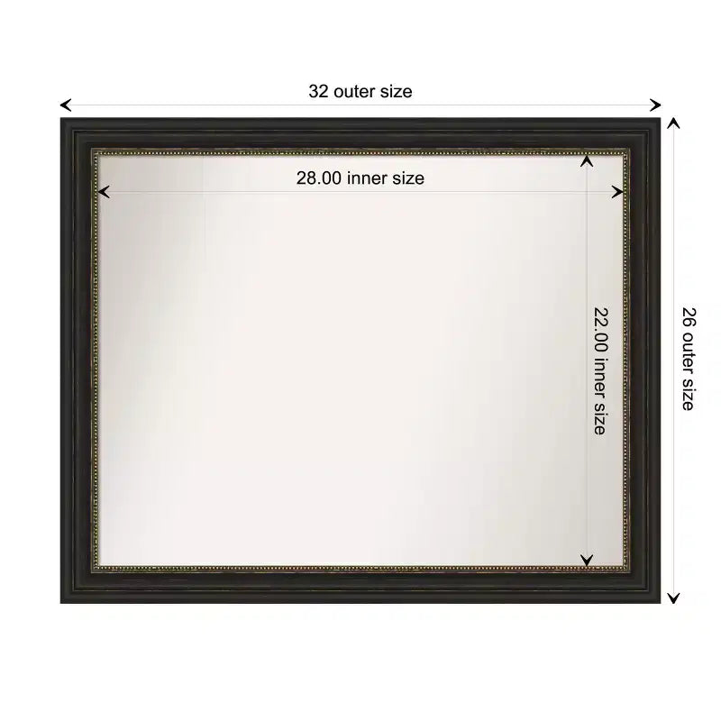 Miroir mural de salle de bain sans biseau 25,5 x 31,5 po