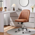 Chaise de bureau à dossier mi-haut en similicuir avec piètement en métal chromé