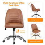Chaise de bureau à dossier mi-haut en similicuir avec piètement en métal chromé