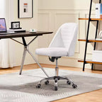 Chaise de bureau à dossier mi-haut en similicuir avec piètement en métal chromé