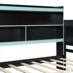 Lit de repos Gamer Hub avec bureau, lumières RGB, station de recharge, tiroirs de rangement et tête de lit bibliothèque
